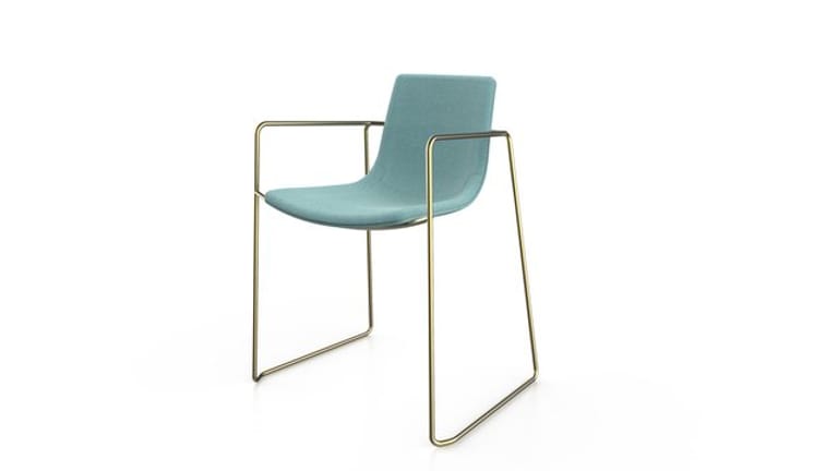 Luftige Gestalt: Die Sitzfläche des Stuhls Linea von Designer Marcello Ziliani sieht aus, als schwebe sie in ihrem dünnen Metallrahmen.