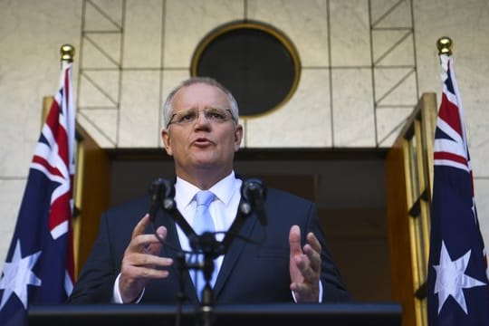 Australiens Premierminister Scott Morrison im Parliament House in Canberra.