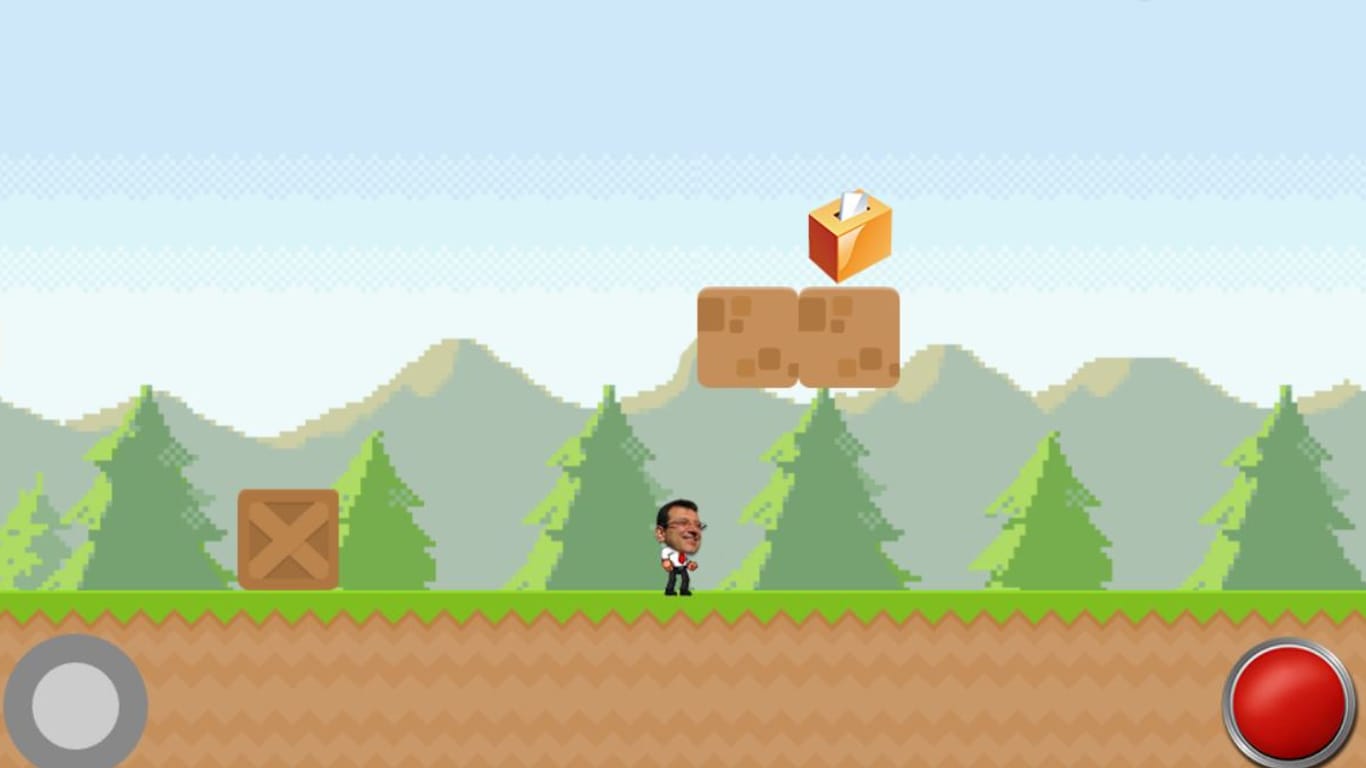 Screenshot aus maztaba: Der Spieler muss als Politiker Ekrem Imamoglu nach Stimmen greifen.