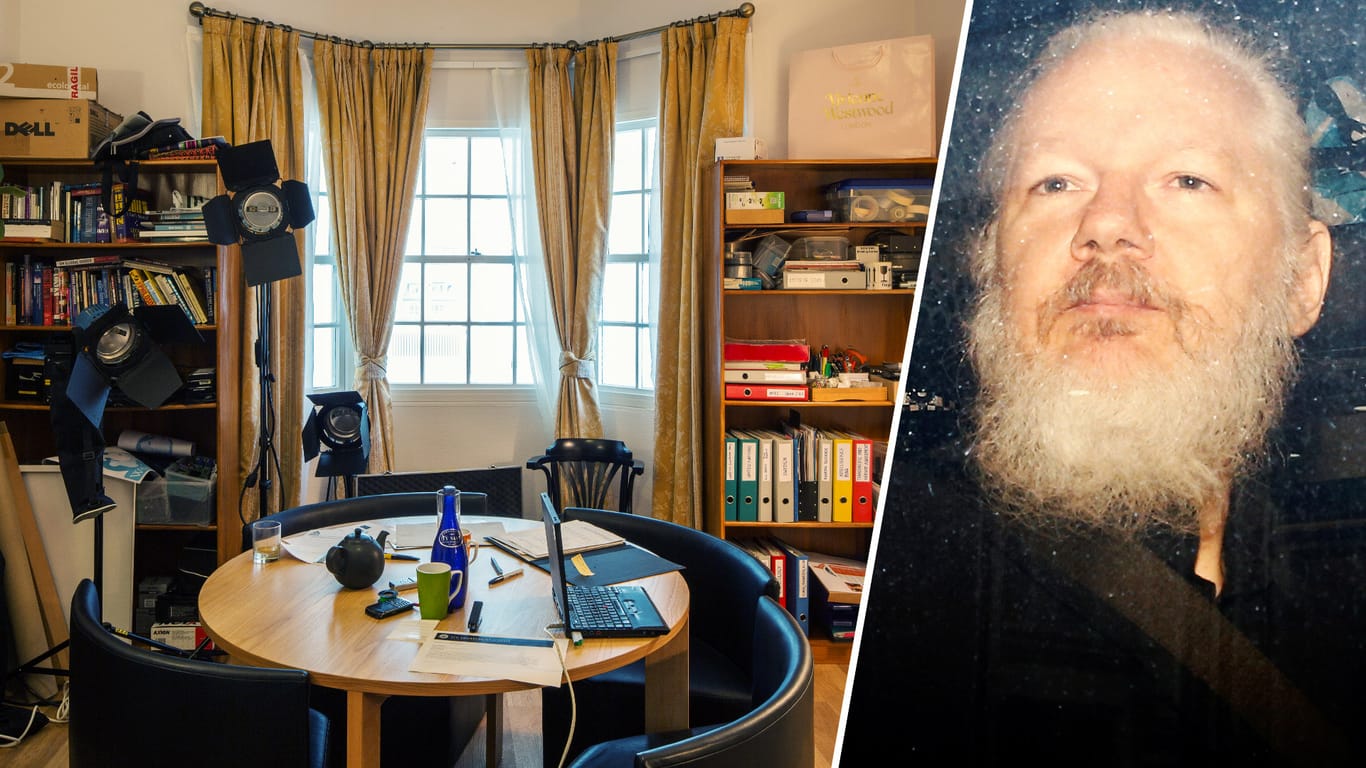 Julian Assanges Zimmer in der ecuadorianischen Botschaft (Nachbau): Im Rahmen der Ausstellung "Delivery for Mr. Assange" haben Künstler seinen Wohnort für das Helmhaus Zürich detailgetreu nachgebaut.