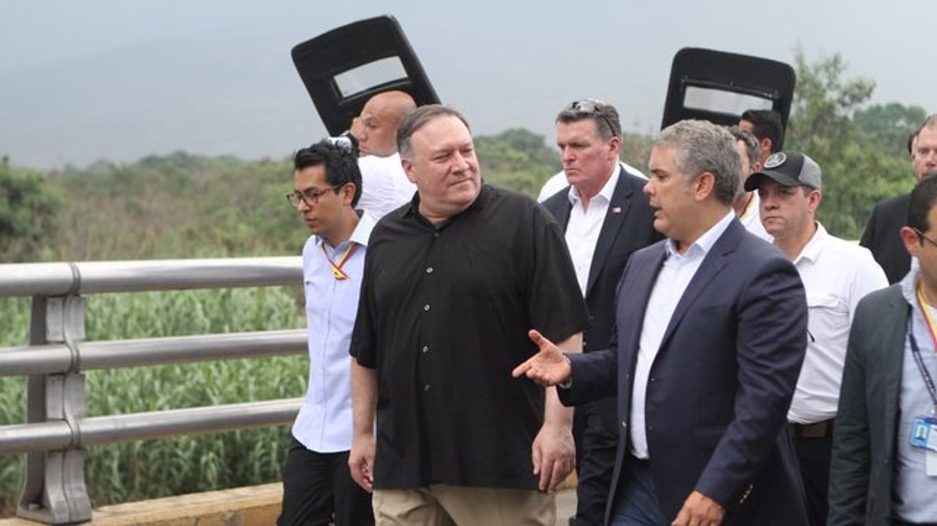US-Außenminister Mike Pompeo mit dem kolumbianischen Präsidenten Ivan Duque an der Grenze zu Venezluela.