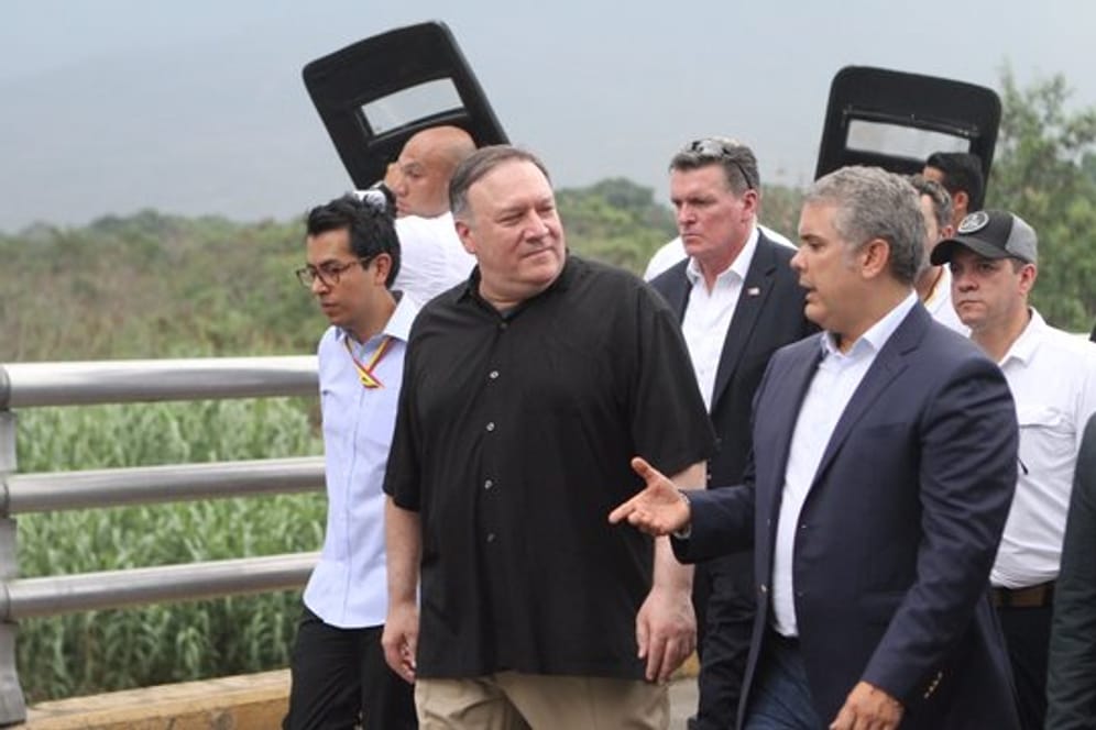 US-Außenminister Mike Pompeo mit dem kolumbianischen Präsidenten Ivan Duque an der Grenze zu Venezluela.