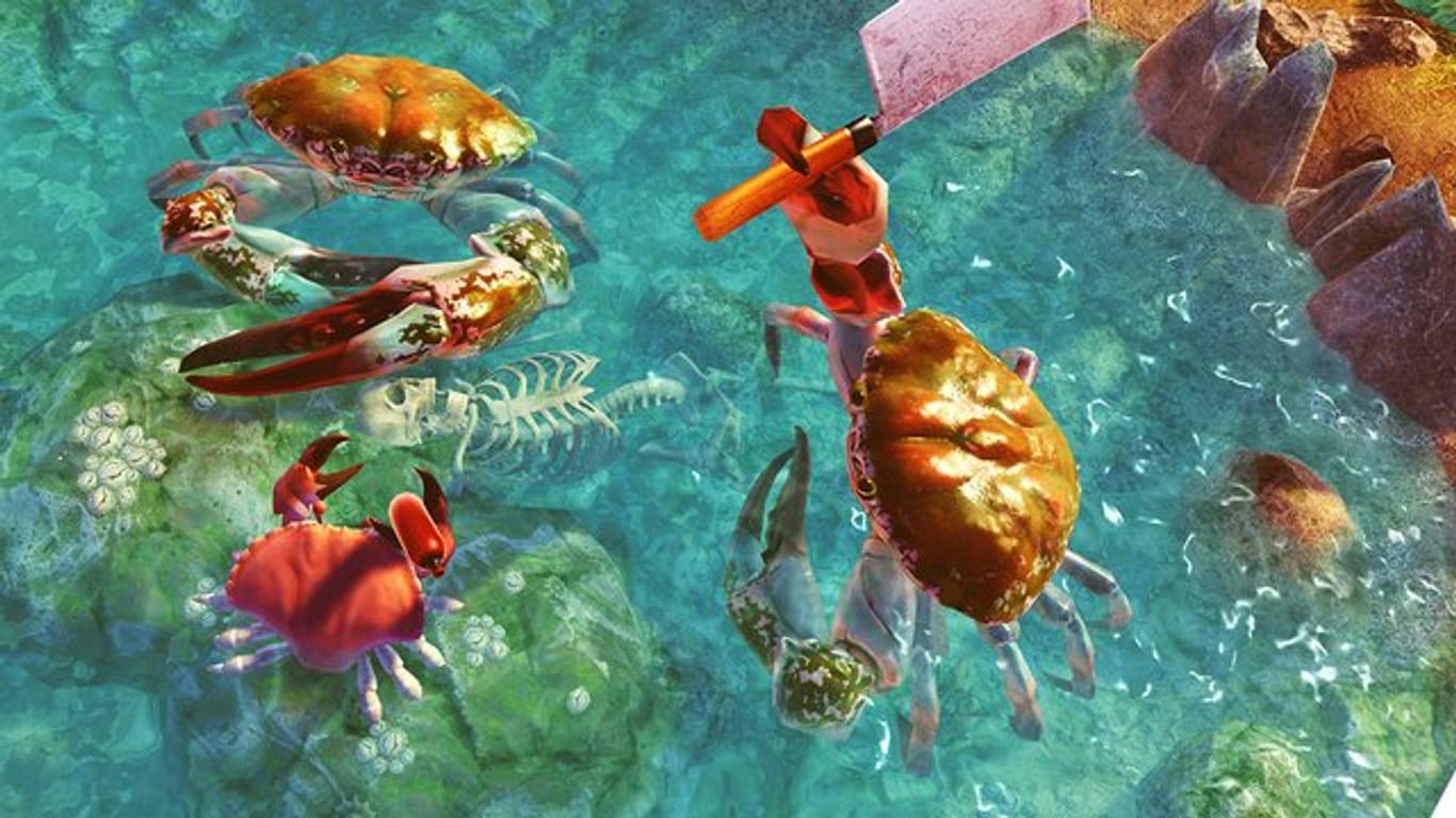 Krebs mit Hackebeil: An solche absurden Szenen gewöhnen sich Spieler von "King of Crabs" schnell.