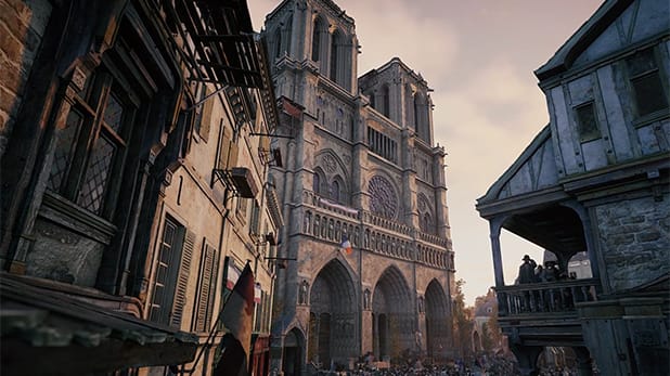 Ein Screenshot aus "Assassin's Creed Unity": Die Notre-Dame ist zentraler Bestandteil des Spiels von 2014.