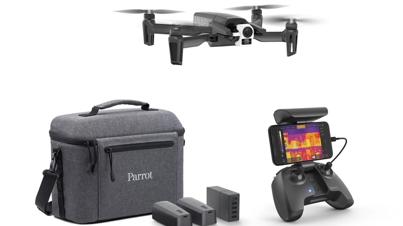 Die Wärmebild-Drohne Anafi Thermal von Parrot kommt mit umfangreichem Zubehör – kostet dafür aber auch 2.260 Euro.