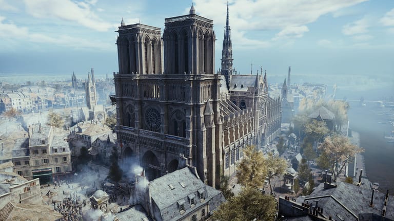 Ein Screenshot aus "Assassin's Creed Unity": Die Notre-Dame ist zentraler Bestandteil des Spiels von 2014.