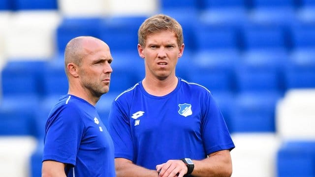 Alfred Schreuder (l) übernimmt in Hoffenheim das Traineramt von Julian Nagelsmann. Alfred Schreuder (l) übernimmt in Hoffenheim das Traineramt von Julian Nagelsmann.