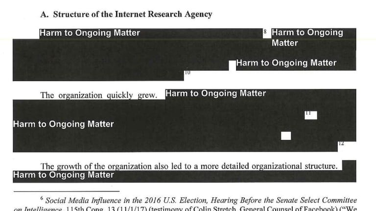 Mehr schwarz als Text: So sehen einige Teile des veröffentlichten Mueller-Berichts aus.