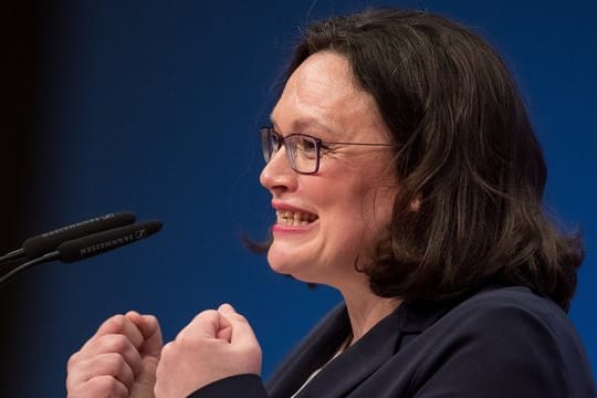 Andrea Nahles im April vergangenen Jahres beim Außerordentlichen Bundesparteitag der SPD in Wiesbaden.