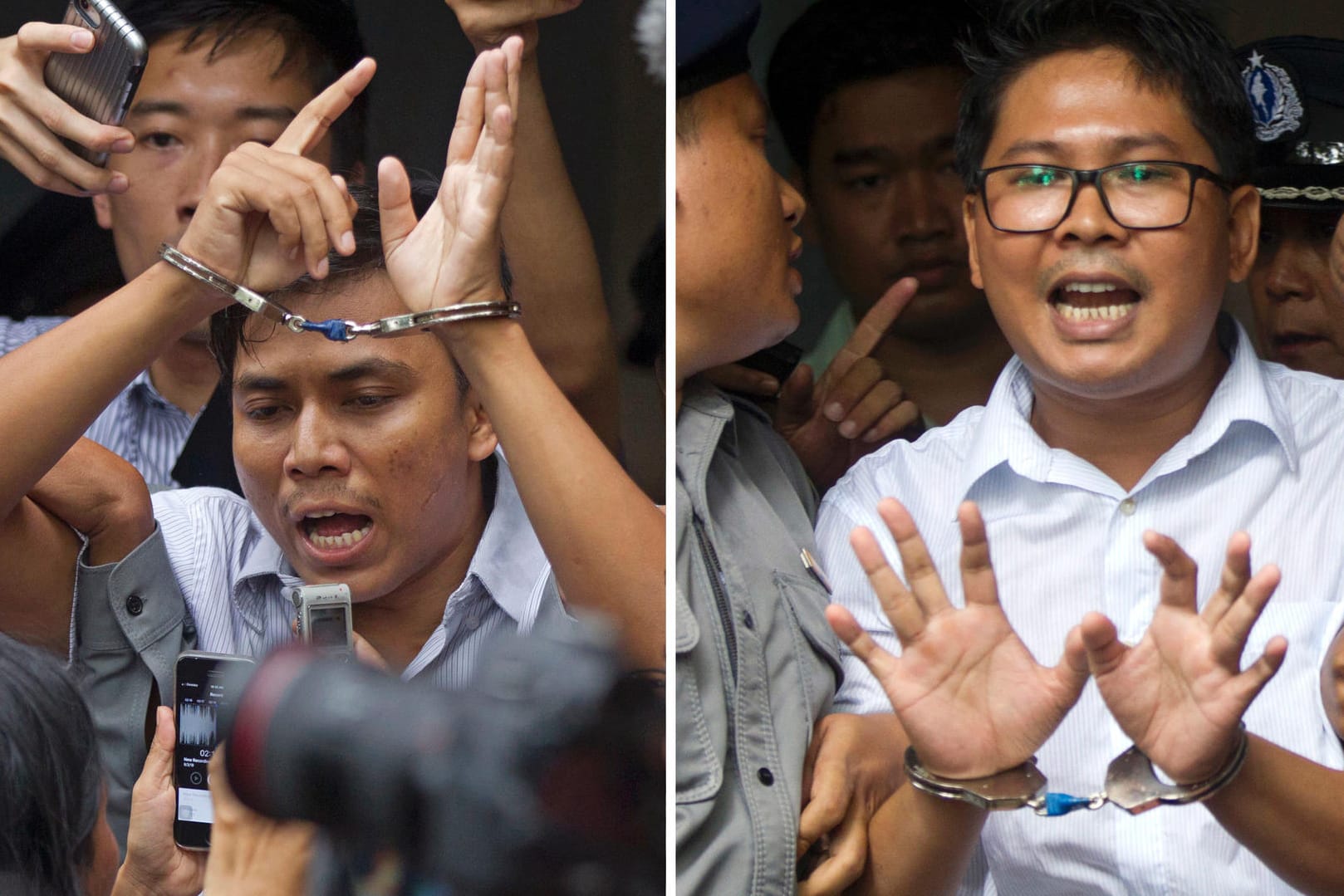 Kyaw Soe Oo (l.) und Wa Lone: Die siebenjährige Haftstrafe gegen die beiden Reuters-Reporter bleibt bestehen.