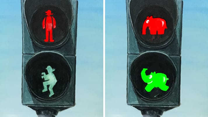 Otto Waalkes Hoppelhäschen (l.) als Ampelmotiv? Das Motiv "Ottifanten" (r.) scheiterte an der Straßenverkehrsordnung. Otto Waalkes Hoppelhäschen (l.) als Ampelmotiv? Das Motiv "Ottifanten" (r.) scheiterte an der Straßenverkehrsordnung.