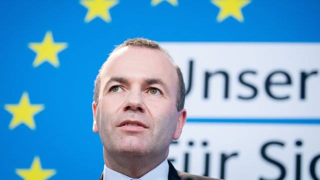 EVP-Spitzenkandidat Manfred Weber Ende März während einer Pressekonferenz in Berlin.