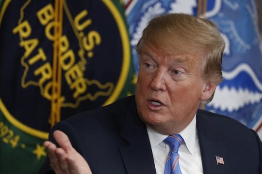 US-Präsident Trump Anfang April während eines Geprächs über Einwanderung und Grenzsicherheit.