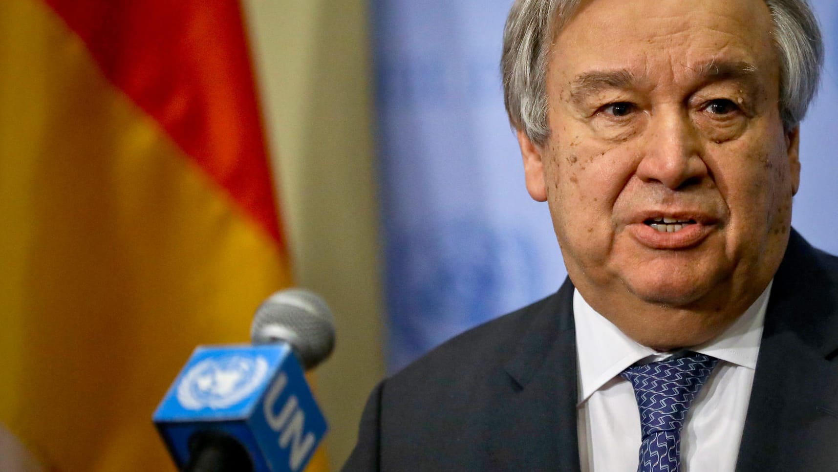Antonio Guterres: Der Generalsekretär der Vereinten Nationen (UN), spricht auf einer Pressekonferenz über die Lage in Libyen. Antonio Guterres: Der Generalsekretär der Vereinten Nationen (UN), spricht auf einer Pressekonferenz über die Lage in Libyen.