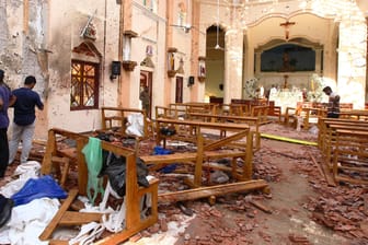 St. Sebastian's Kirche in Negombo, Sri Lanka: Mehrere Bombenexplosionen zerstörten Kirchen im Land