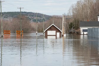 Die Gemeinde Nauwigewauk ist durch die Wassermassen des über die Ufer getretenen St. John River überflutet: Wegen schwerer Überflutungen haben die Behörden an mehreren Orten den Notstand ausgerufen.