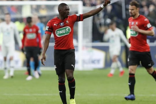 Stade Rennes Hamari Traore jubelt nach dem Anschlusstor zum 1:2.