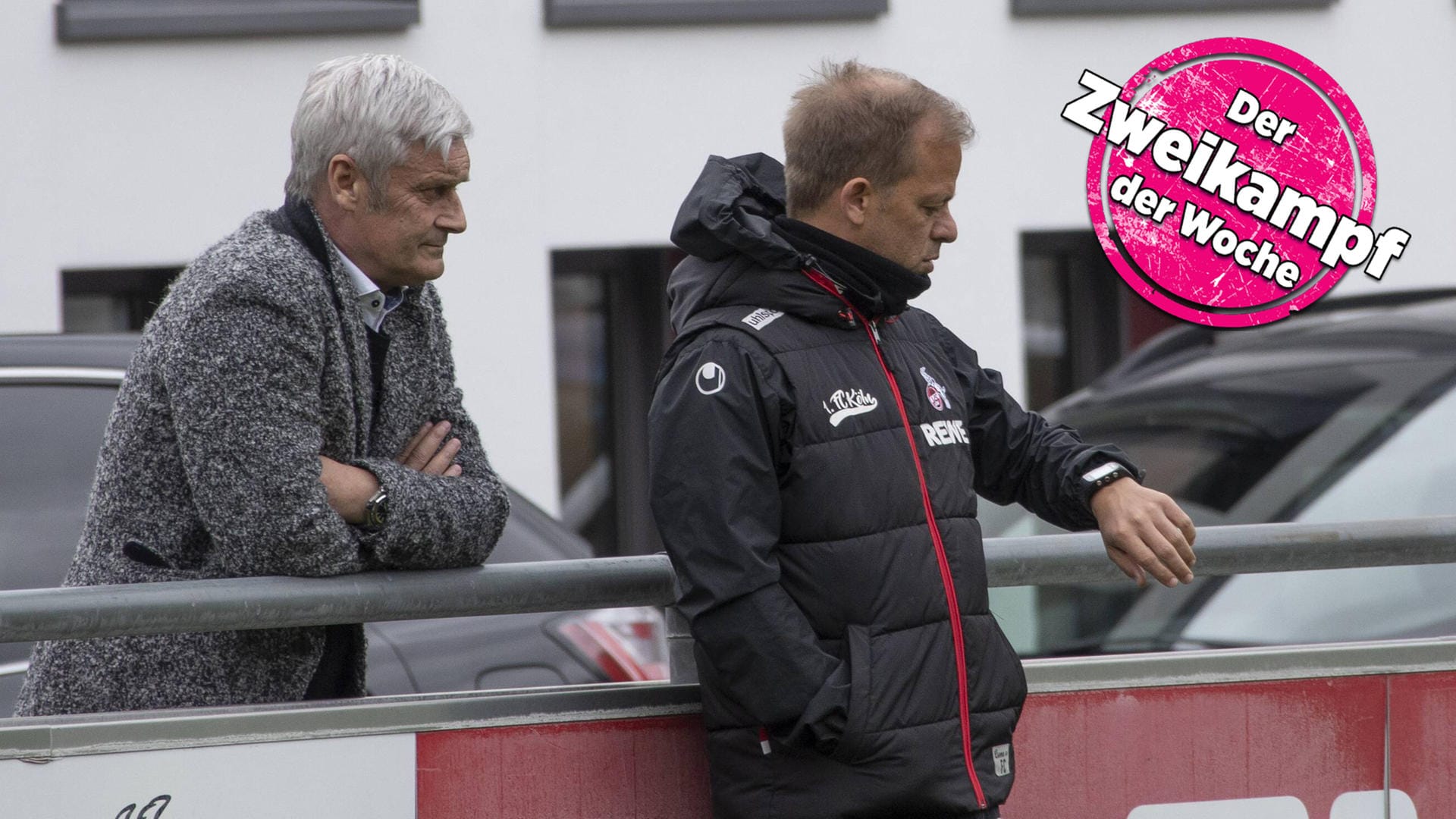 Markus Anfang schaut auf die Uhr: Seine Zeit beim 1. FC Köln ist nach 300 Tagen abgelaufen. Geschäftsführer Armin Veh (l.) setzte Anfang vor die Tür.