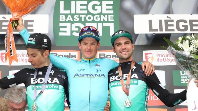 Davide Formolo (l-r), Jakob Fuglsang und Maximilian Schachmann.