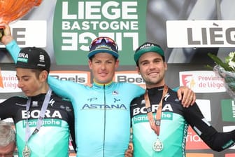 Davide Formolo (l-r), Jakob Fuglsang und Maximilian Schachmann.