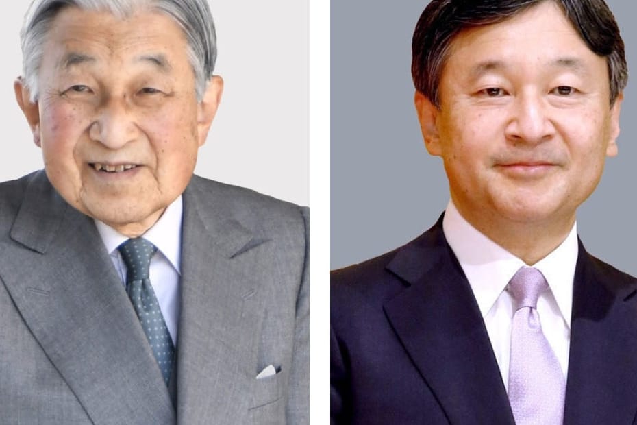 Kaiser Akihito und sein Sohn Kronprinz Naruhito: Ab dem 1. Mai ist Akihito Privatmann, sein Sohn besteigt als neuer Kaiser den Thron.