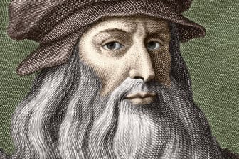 Portrait von Leonardo da Vinci: Der italienischer Maler, Bildhauer, Baumeister, Ingenieur, Zeichner und Naturforscher wurde am 15. April 1452 in Vinci bei Florenz geboren. Am 2. Mai 1519 starb er in Chateaux de Cloux bei Amboise.