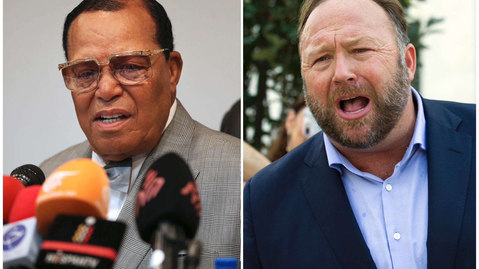 Louis Farrakhan (l.), Alex Jones (r.): Facebook hat die Konten mehrerer umstrittener Personen gelöscht.