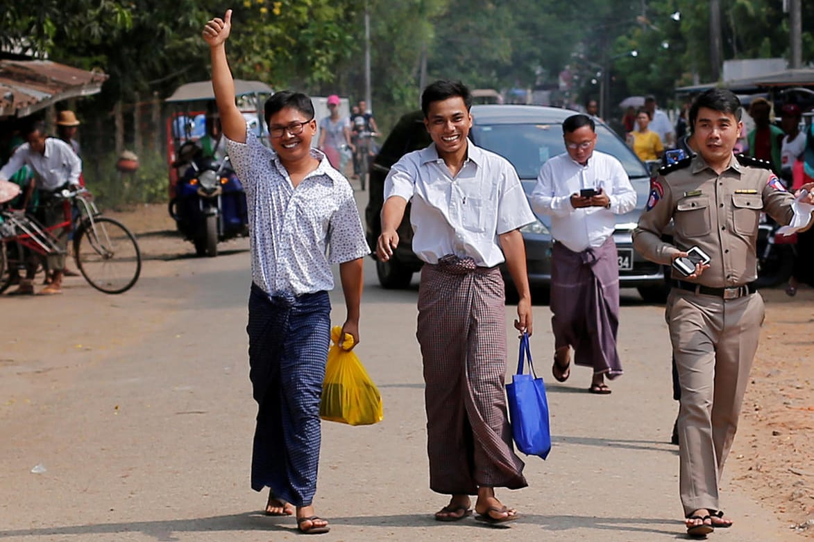 Wa Lone und Kyaw Soe Oo nach ihrer Freilassung.