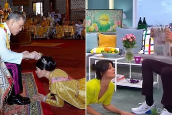 Der thailändische König segnet seine Tochter (l.): Ähnlich wird das Salben seiner Frau ausgesehen haben, welches im "Sat.1-Frühstücksfernsehen" thematisiert wurde.