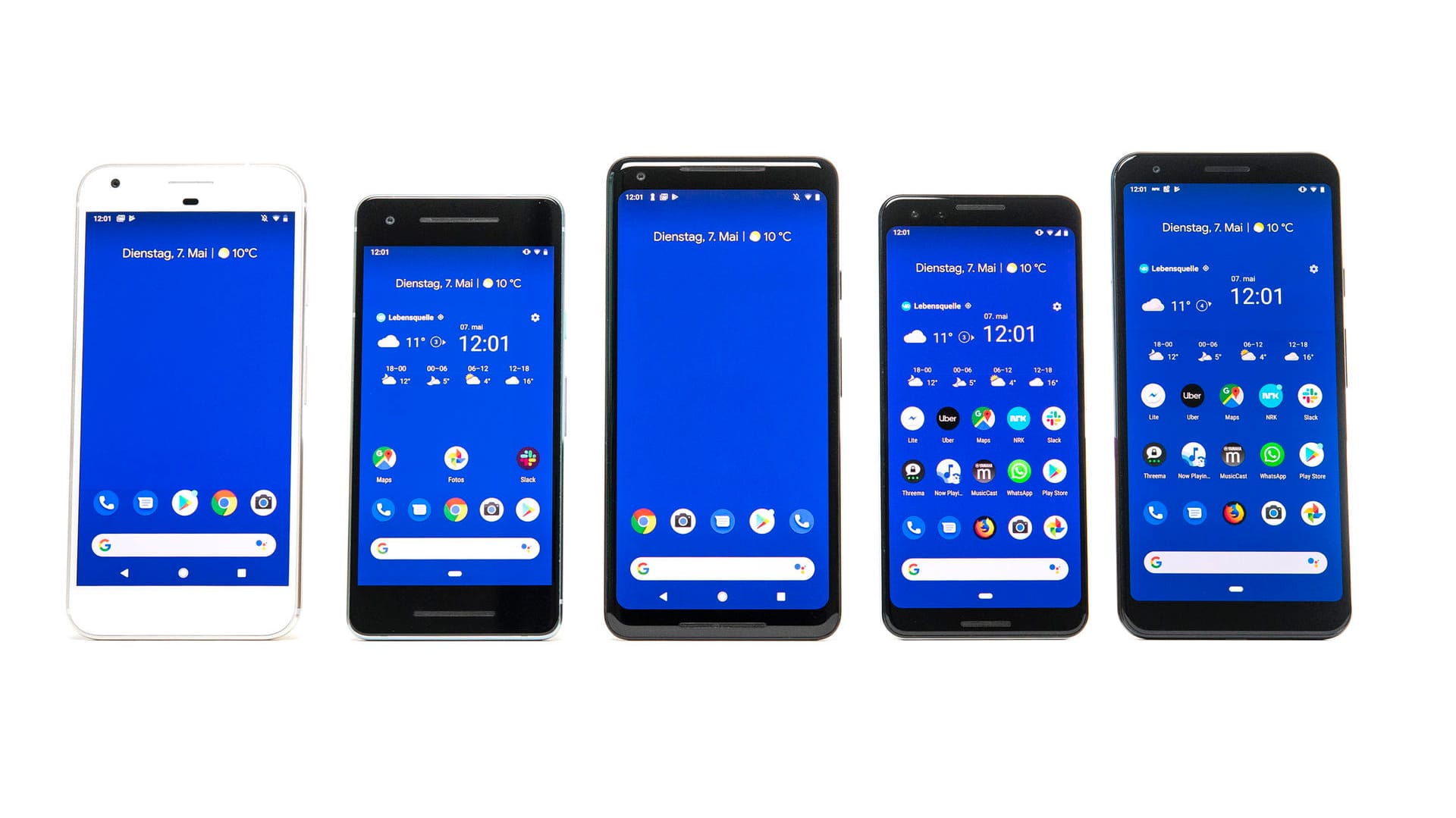 (Fast) alle Pixel-Smartphones in einer Reihe: Die Google-Smartphones werden immer als erstes mit neuen Funktions-Updates versorgt.