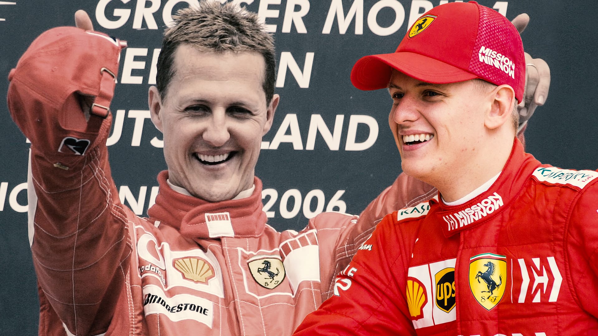 Bewunderung für den Vater: Mick Schumacher (r.) ist stolz auf die Leistungen seines Papas.