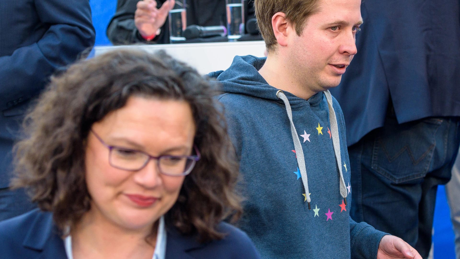 Andrea Nahles und Kevin Kühnert beim Wahlkampf im Saarland: Die SPD hat auch in einer weiteren Umfrage Prozentpunkte eingebüßt.