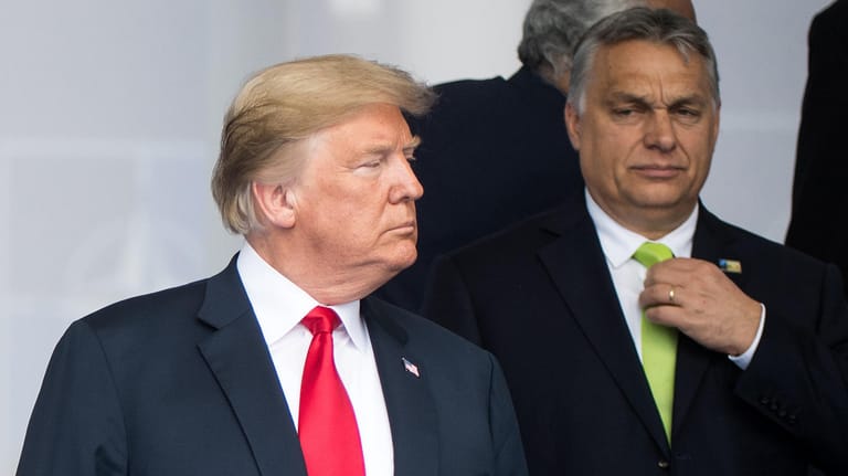 Donald Trump und Viktor Orban bei einem Nato-Gipfel: Der US-Präsident umgarnt den ungarischen Regierungschef.