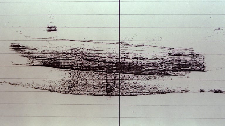 Ein sonographisches Bild des Wracks, veröffentlicht von der finnischen Marine: Trotz des Bannmeilengesetzes gelang es Tauchern dorthin zu gelangen.