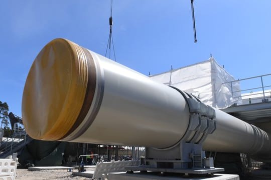Blick auf die Baustelle der Empfangsstation der Ostseepipeline "Nord Stream 2" bei Lubmin.