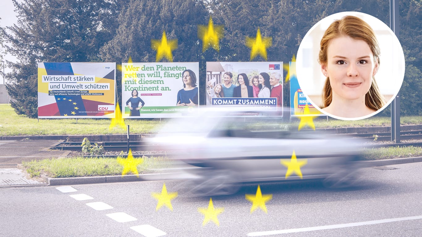 Wahlplakate der Parteien zur Europawahl: Gastautorin Jenna Behrends vermisst Zukunftsthemen in den Debatten vor der Wahl.