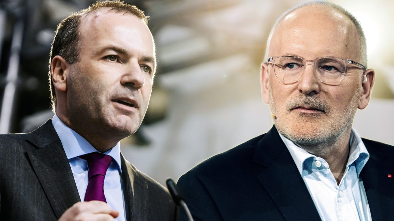 Manfred Weber und Frans Timmermans: Die beiden Kontrahenten sprachen am Donnerstagabend im TV-Duell.