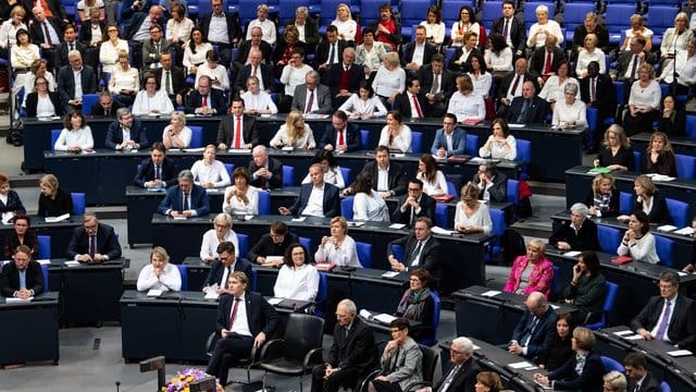 Abwechselnd eine weibliche Abgeordnete und ein männlicher Abgeordneter: Bei der Feierstunde zum 100. Abwechselnd eine weibliche Abgeordnete und ein männlicher Abgeordneter: Bei der Feierstunde zum 100.