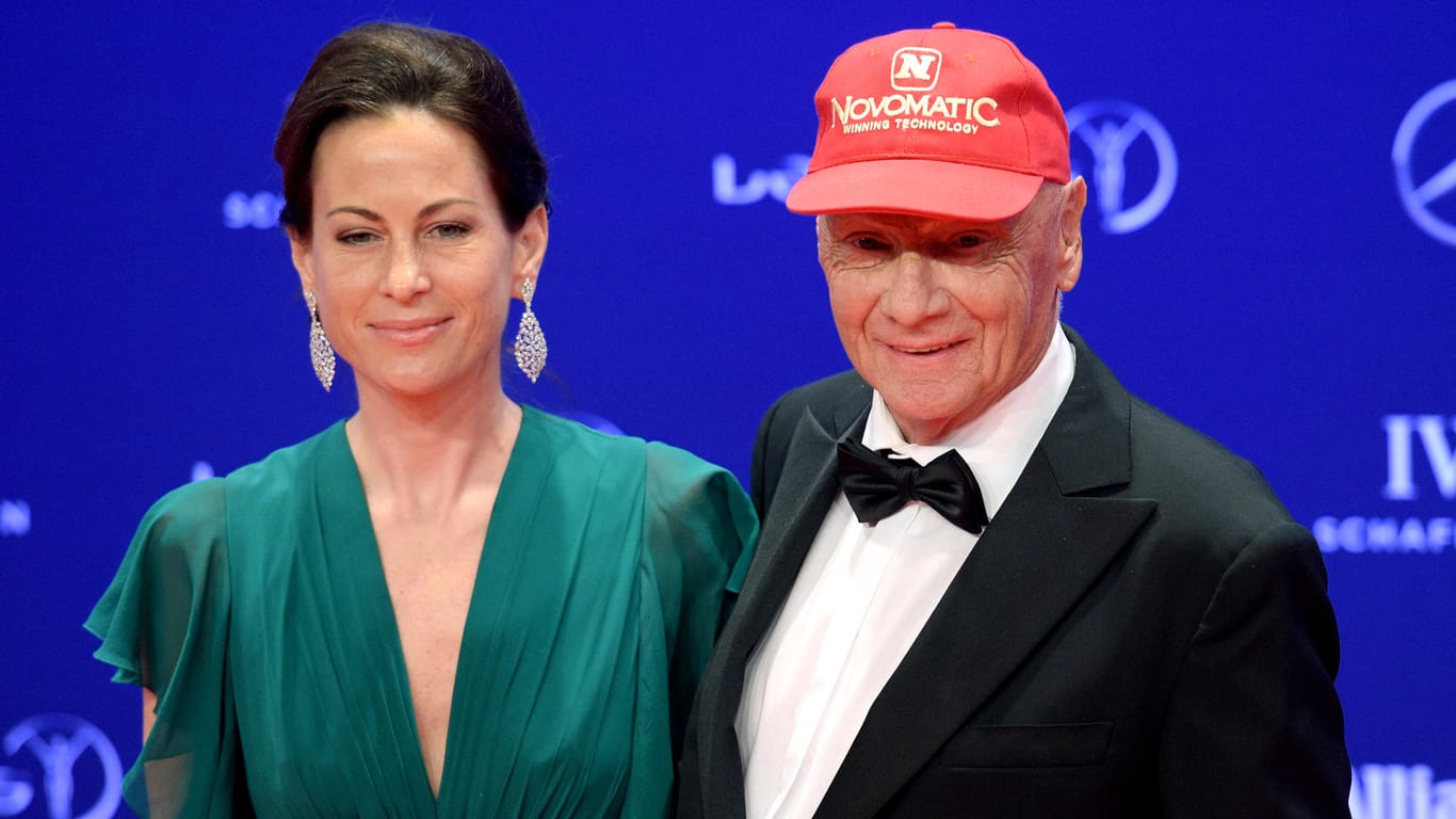 Der frühere Formel-1-Rennfahrer Niki Lauda und seine Frau Birgit: Aus seiner zweiten Ehe stammen die Zwillinge Max und Mia.