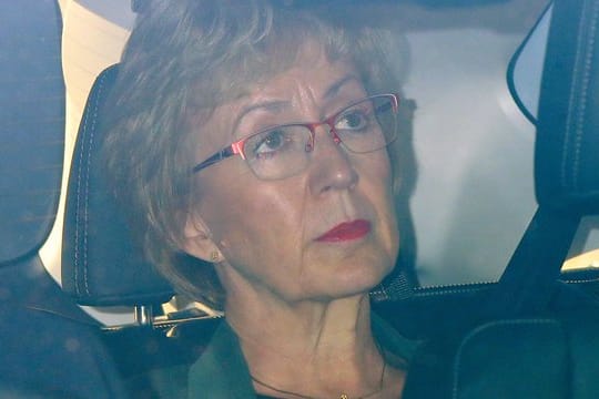 Andrea Leadsom, britische Ministerin für Parlamentsfragen, verlässt die Parlamentsgebäude in Westminster.