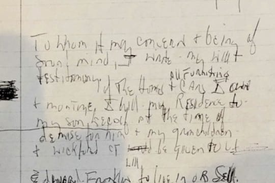 Schwer lesbar: eines der drei handschriftlichen Testamente von Aretha Franklin.