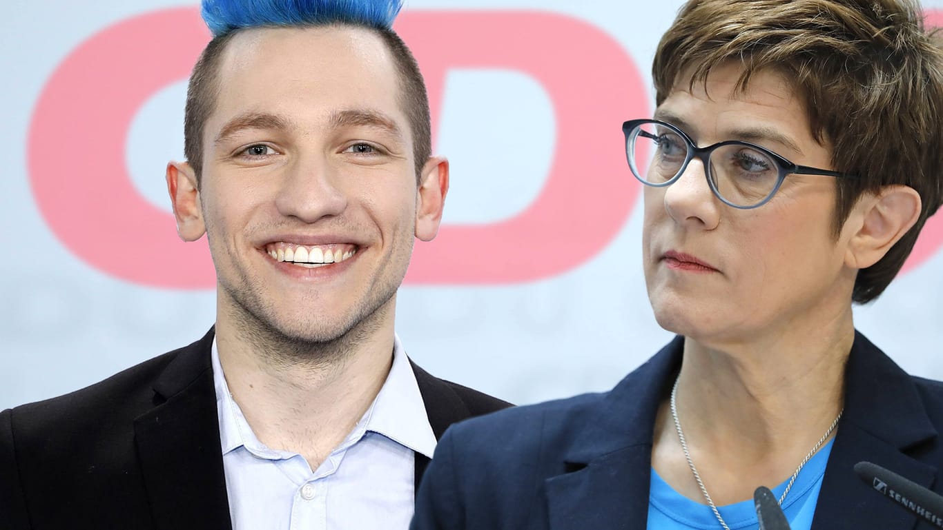 Rezo und Annegret Kramp-Karrenbauer: Der Youtuber hatte in einem Video die CDU kritisiert.