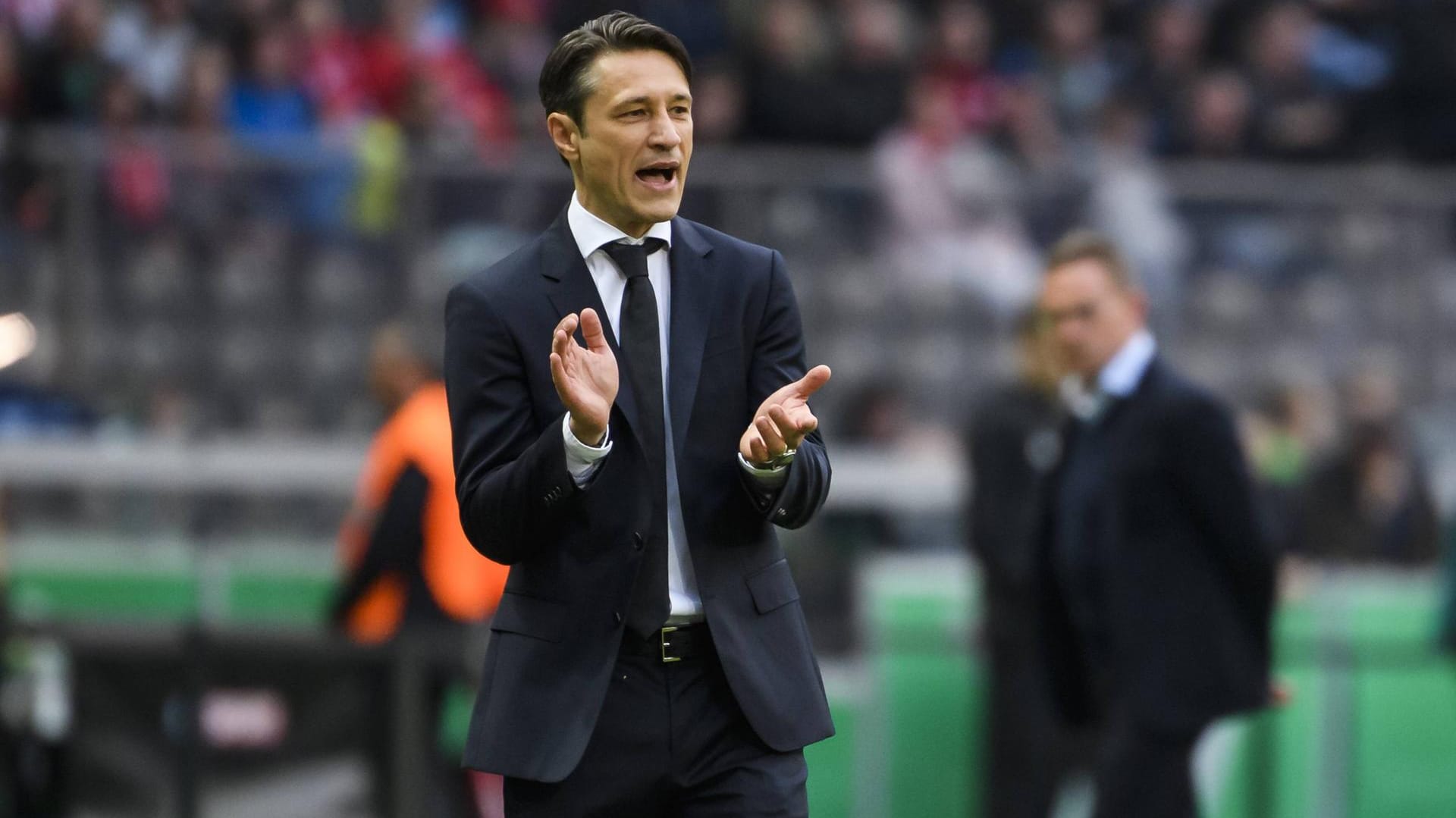 FCB-Trainer Niko Kovac konnte zufrieden sein, Leipzig-Coach Ralph Rangnick (Hintergrund) war bedient.