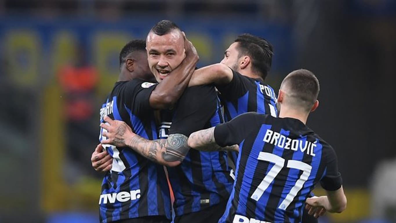 Die Spieler von Inter Mailand freuen sich über den Einzug in die Champions League.