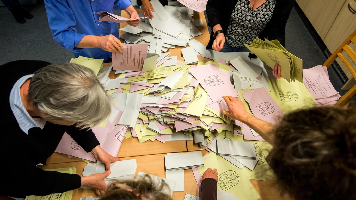 Auszählung zur Europawahl und zur Bezirksversammlungswahl in Hamburg
