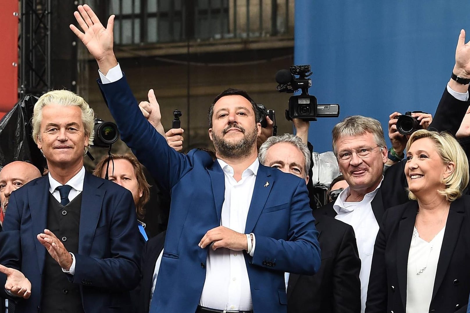 Matteo Salvini, Marine Le Pen, Jörg Meuthen und Geert Wilders. Vor einer Woche kamen Europas Rechte zusammen. Nun haben sie bei der EU-Wahl zulegen können.