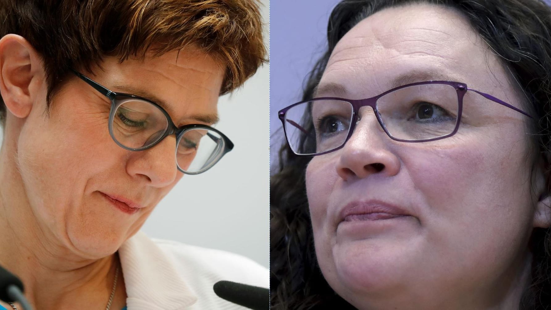 Parteichefinnen Kramp-Karrenbauer, Nahles.