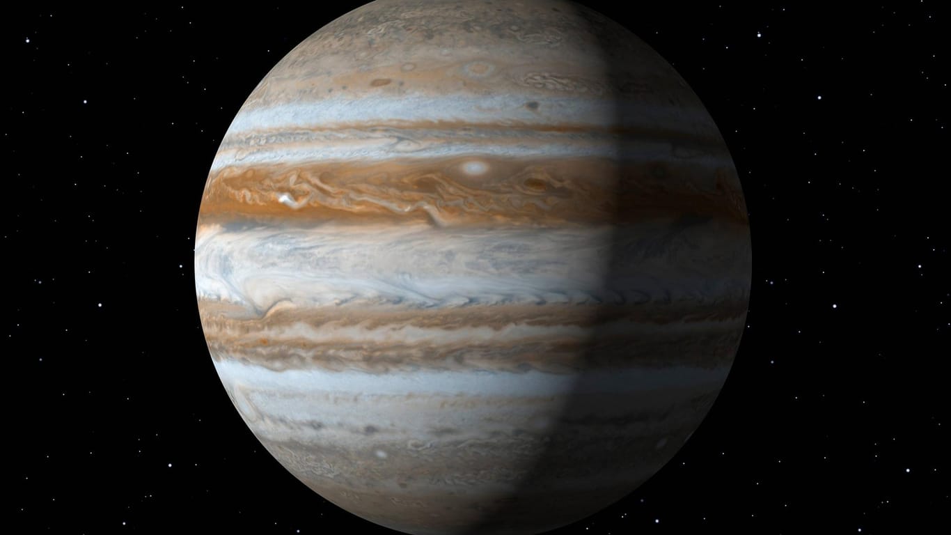 Planet Jupiter mit NASA-Texturen: Im Juli beherrscht der Riesenplanet die zweite Nachthälfte.