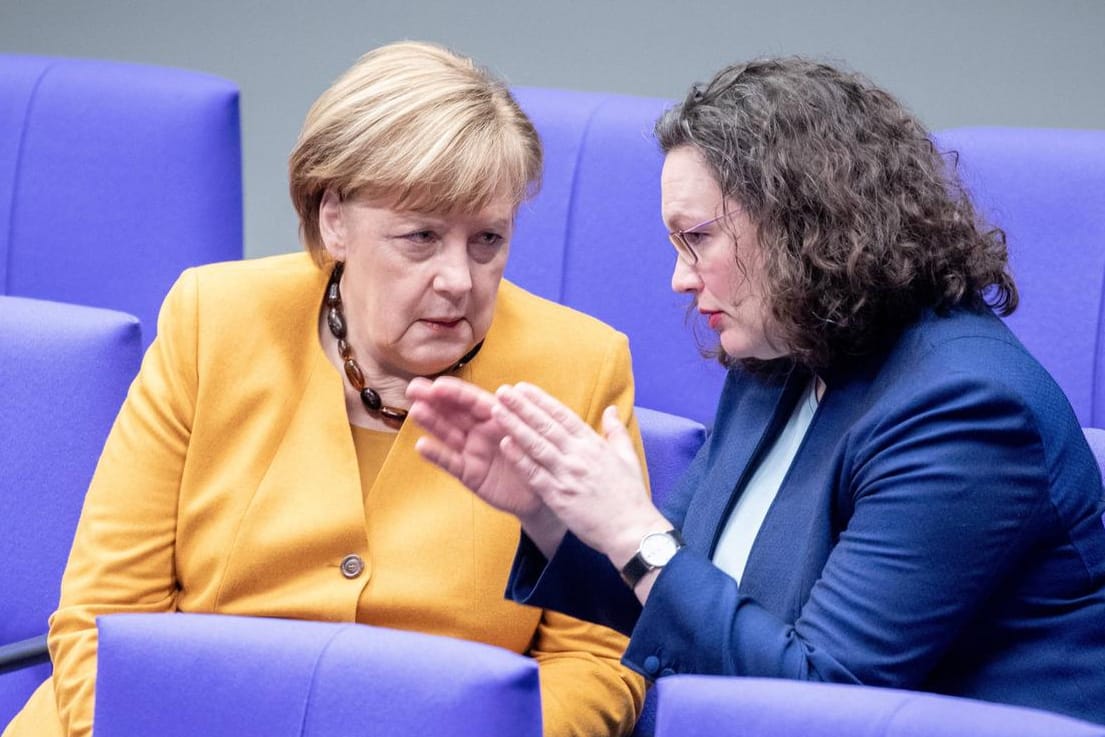 Bundeskanzlerin Angela Merkel mit SPD-Partei- und -Fraktionschefin Andrea Nahles: Werden sie die Große Koalition zusammenhalten können?