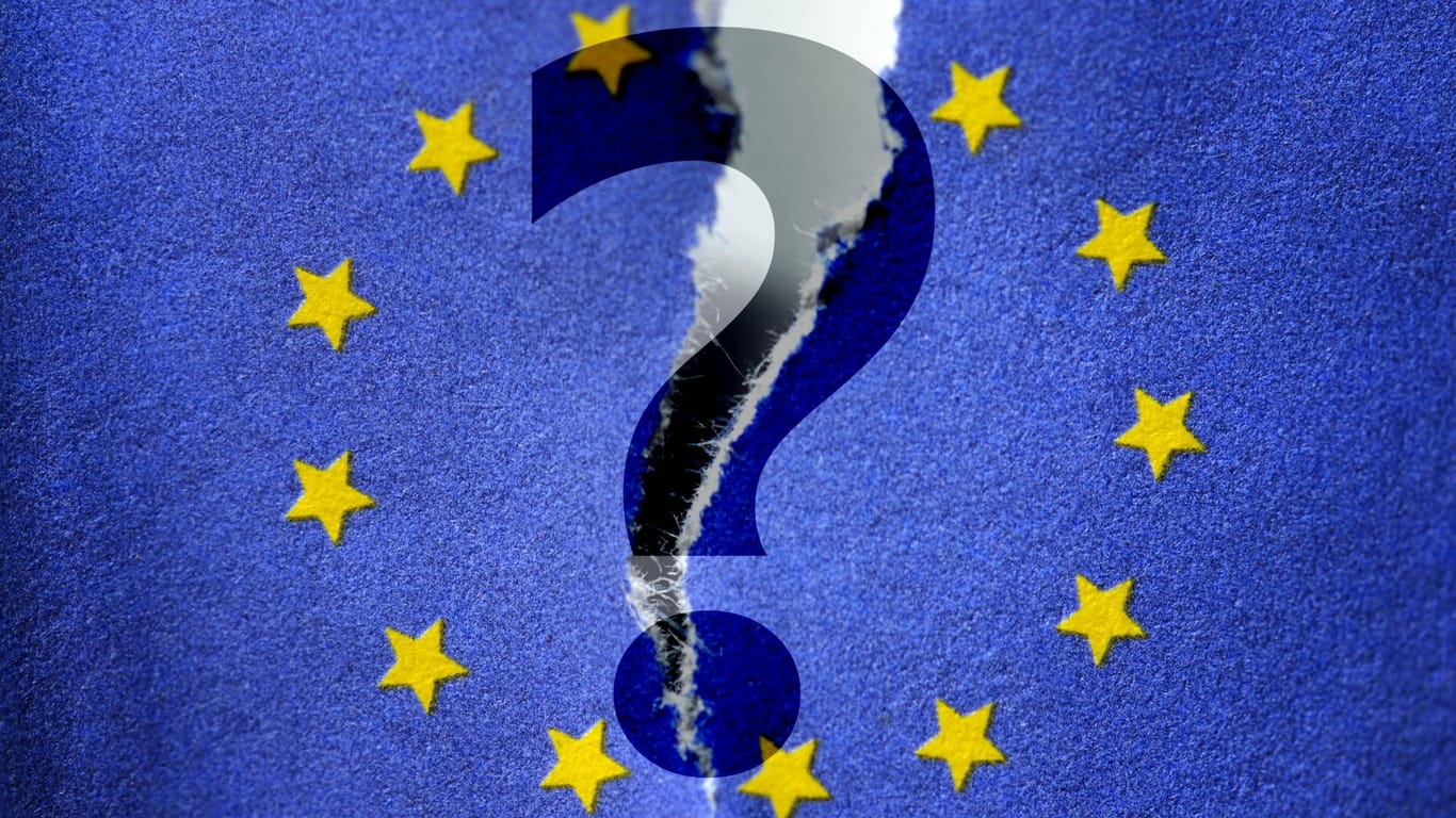 Zerrissene Europafahne mit Fragezeichen: Nach der Europawahl ist die Chance gut, politisch einen anderen Weg einzuschlagen. (Symbolbild)